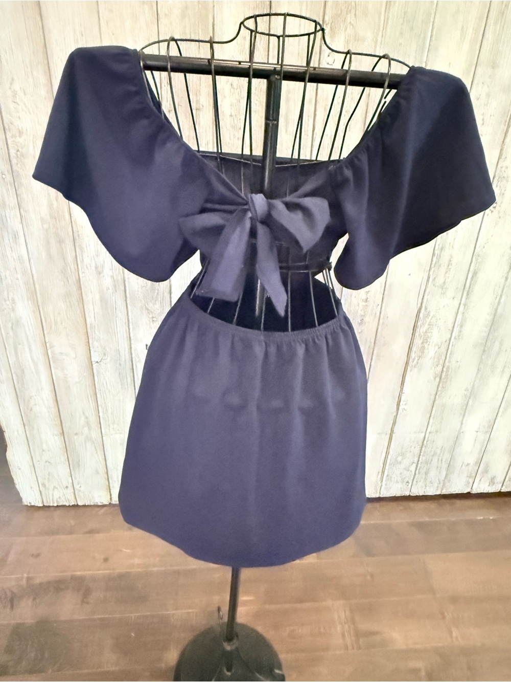 Altar’d State Navy Flowy Sleeve Square Neck Mini Dress - Picture 4 of 6